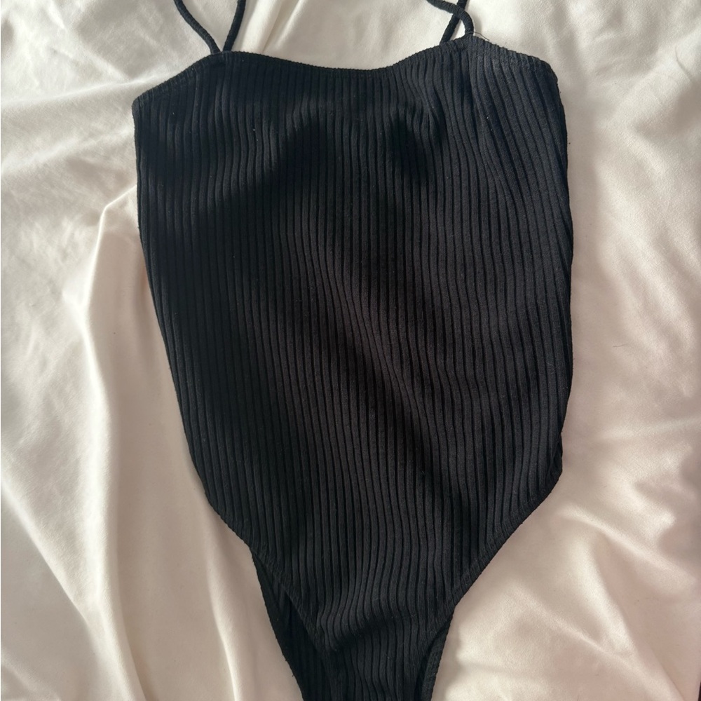 Topshop ribbed black bodysuit